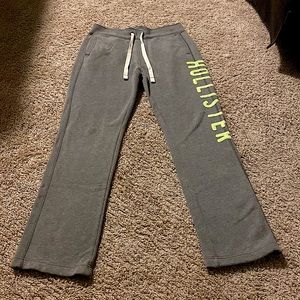 Hollister Gray Sweatpants w/ Neon Logo
